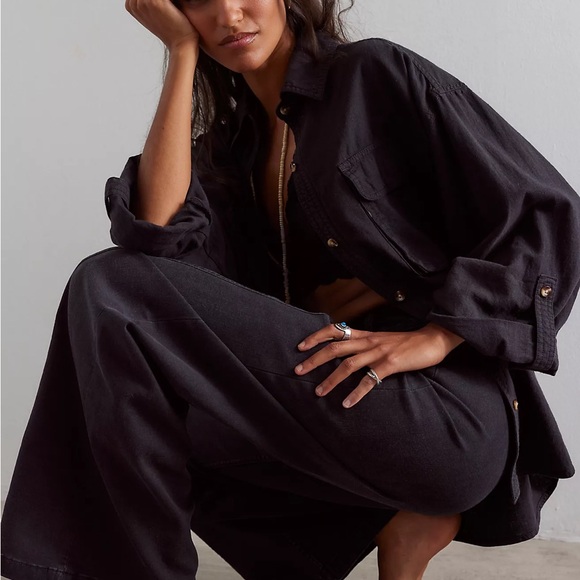 NWT We The Free washed Black Wide Leg Jeans - Picture 4 of 10